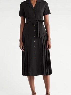 Nanette Lepore Pleated Shirtdress SZ 16 75% Poly, 20% Rayon %% Spandex